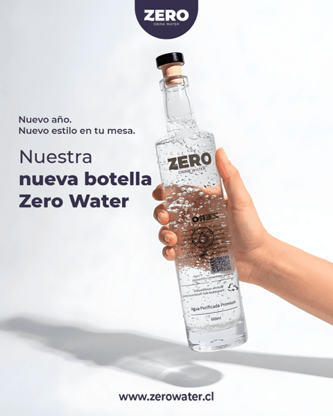 Diseño lanzamiento nueva botella Zero Water agua purificada premium Chile - Muller y Pérez